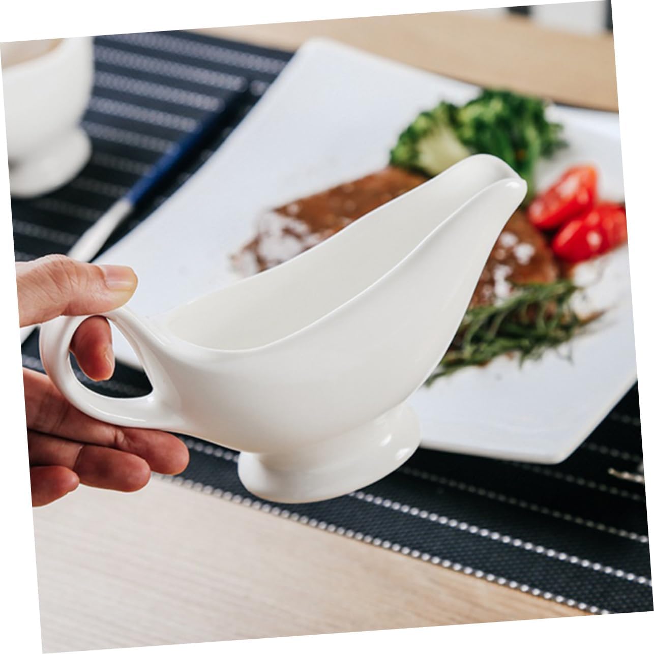 Ceramic Gravy Boat Condiment Cup 160ml White for Mustard Oil