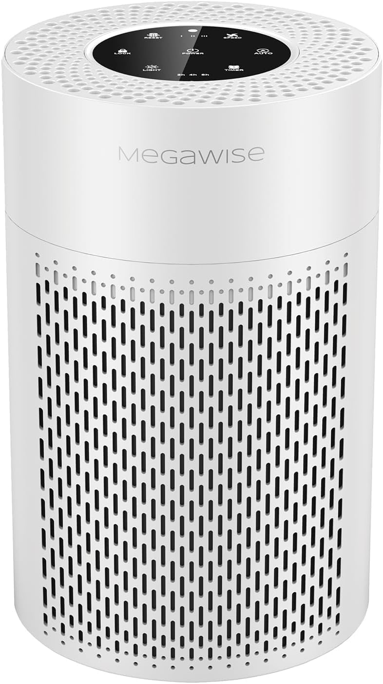 MEGAWISE True HEPA Air Purifier EPI235A 3-Stage Filtration Quiet 24dB Operation Manages Airborne Particulates Pet Hair Perfect for