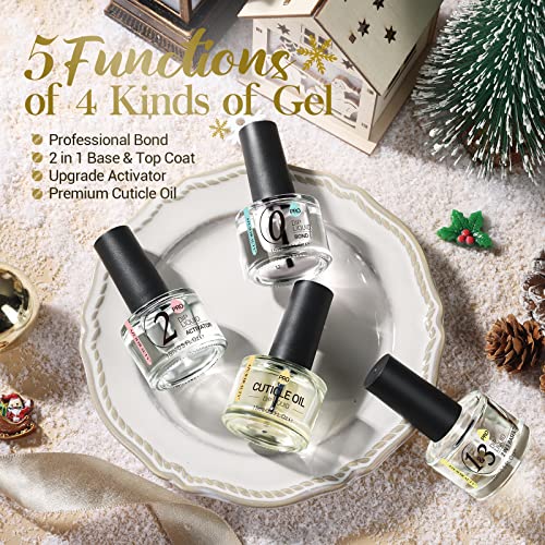 Dip Powder Liquid Set 15Ml: Nail Repair Cuticle Oil, 2-In-1 Base Top Coat, Activator & Bond For Manicure Salon/Home, No Lamp Needed - Azurebeauty #TOP4