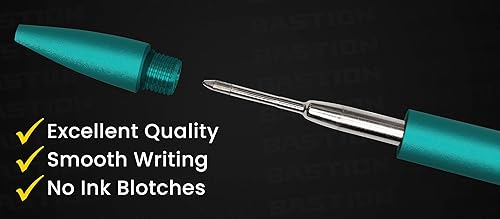 Miniatura 9 de BASTION Bolígrafo de aluminio con 6 recambios de tinta negra de gel, de lujo, cuerpo de metal, punta fina (0.020 in) para mujeres y hombres, juego