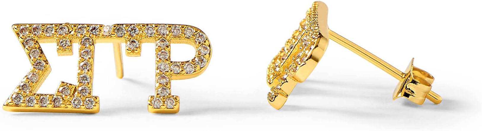 Sorority Shop Sigma Gamma Rho Earrings โ SGR 18K Gold Plated Sorority Gifts Earrings, Long-Lasting Sigma Gamma Rho Gifts for Women, Brass, Cubic Zirconia