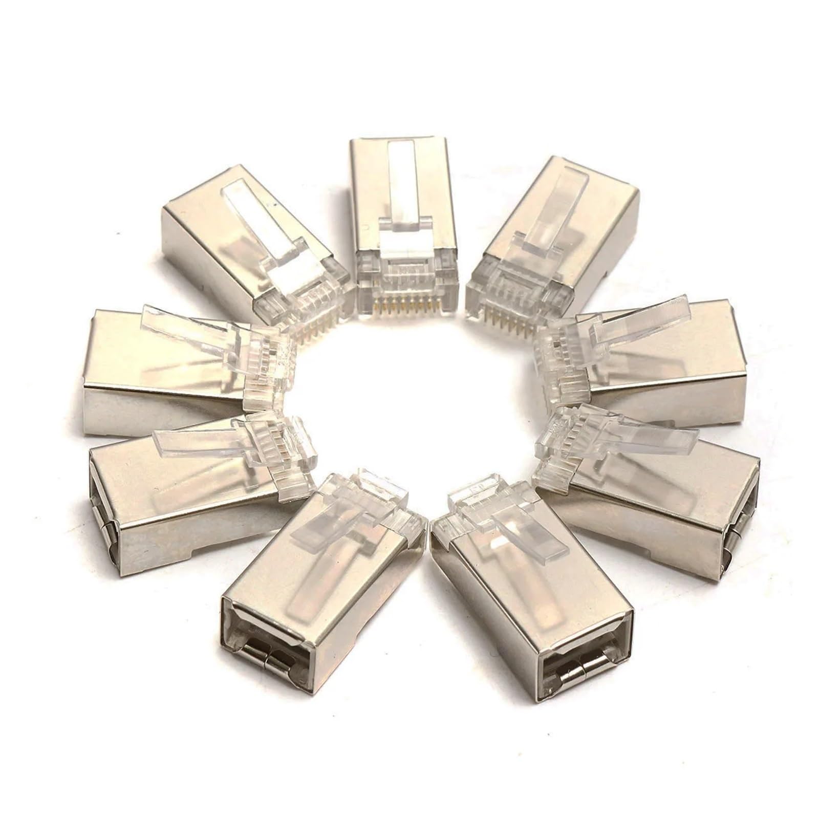 50 szt. RJ45 Cat6 złącze 8-pinowe 8P8C ekranowane skręcone złącza modułowe gniazdo złącze internetowe