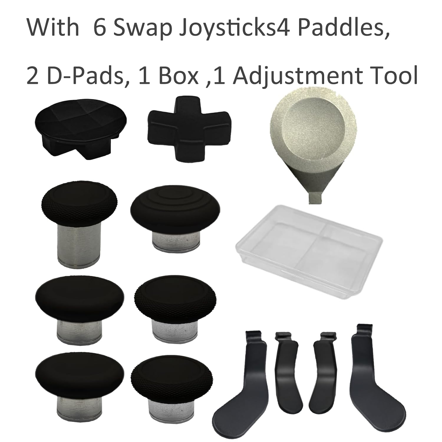 13 in1 Metal Thumbsticks for Xbox One Elite Series 2,Replacement Magnetic Buttons kit for Xbox Series 2 Core, Includes 6 Magnetic Swap Joysticks, 4 Paddles, 2 D-Pads, 1 Adjustment Tool(Black) - Image 6