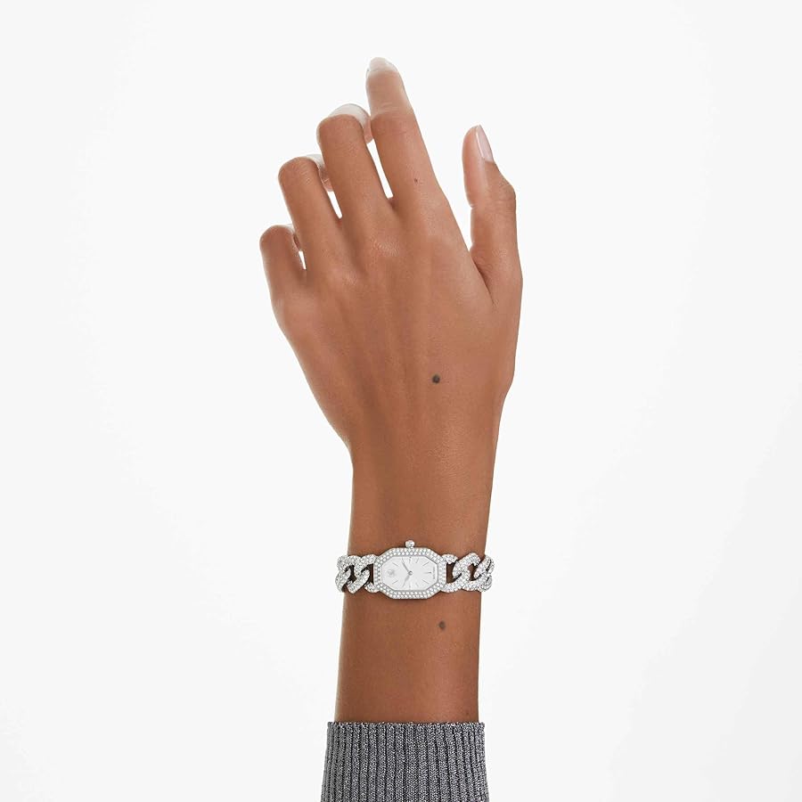 Amazon.com: Dextera Chain & Crystal Watch, Interlocking Stainless