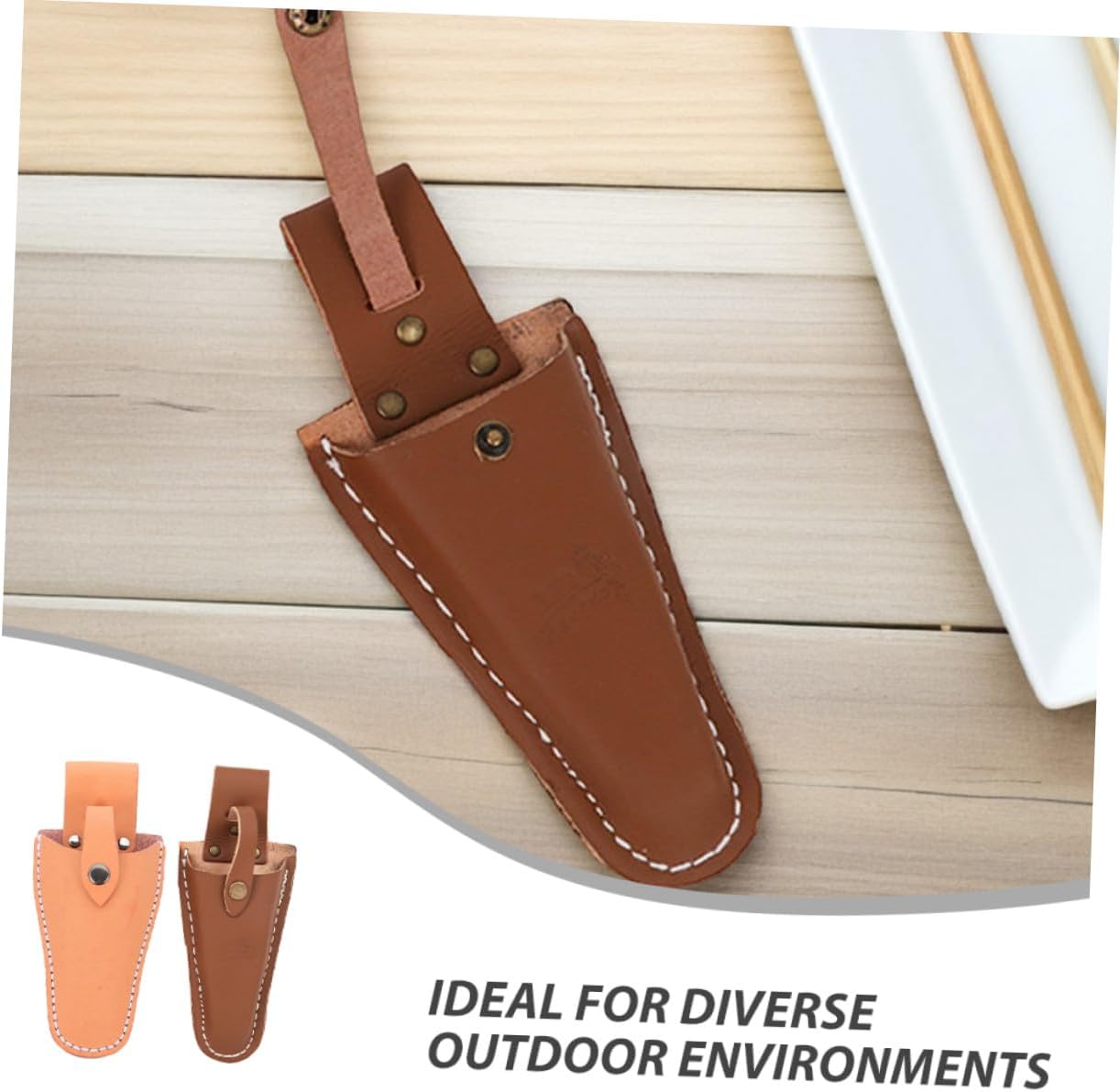 Cowhide Leather Plier Holder 2-Pack Durable Scissors Sheath Pouch with Snap Button for Gardening Pruning Shears Hanging Tool Holster for Belt Vintage Style Protective Cover for Garden Tools