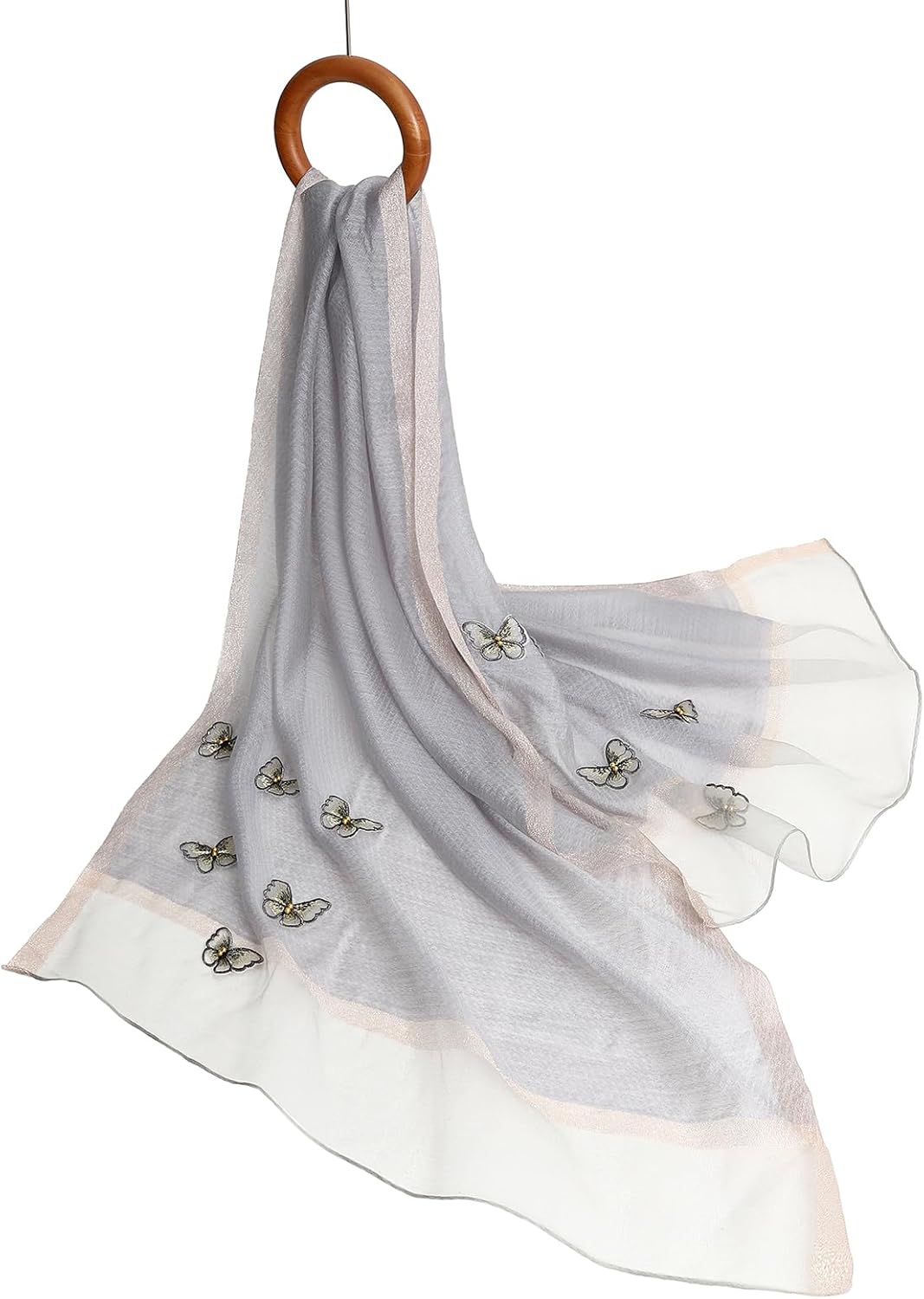 Isurrender Silk Embroidered Long Scarf Lightweight Wrap for Evening Party Fashion Pashmina Shawl Wraps for Women Formal - Image 5