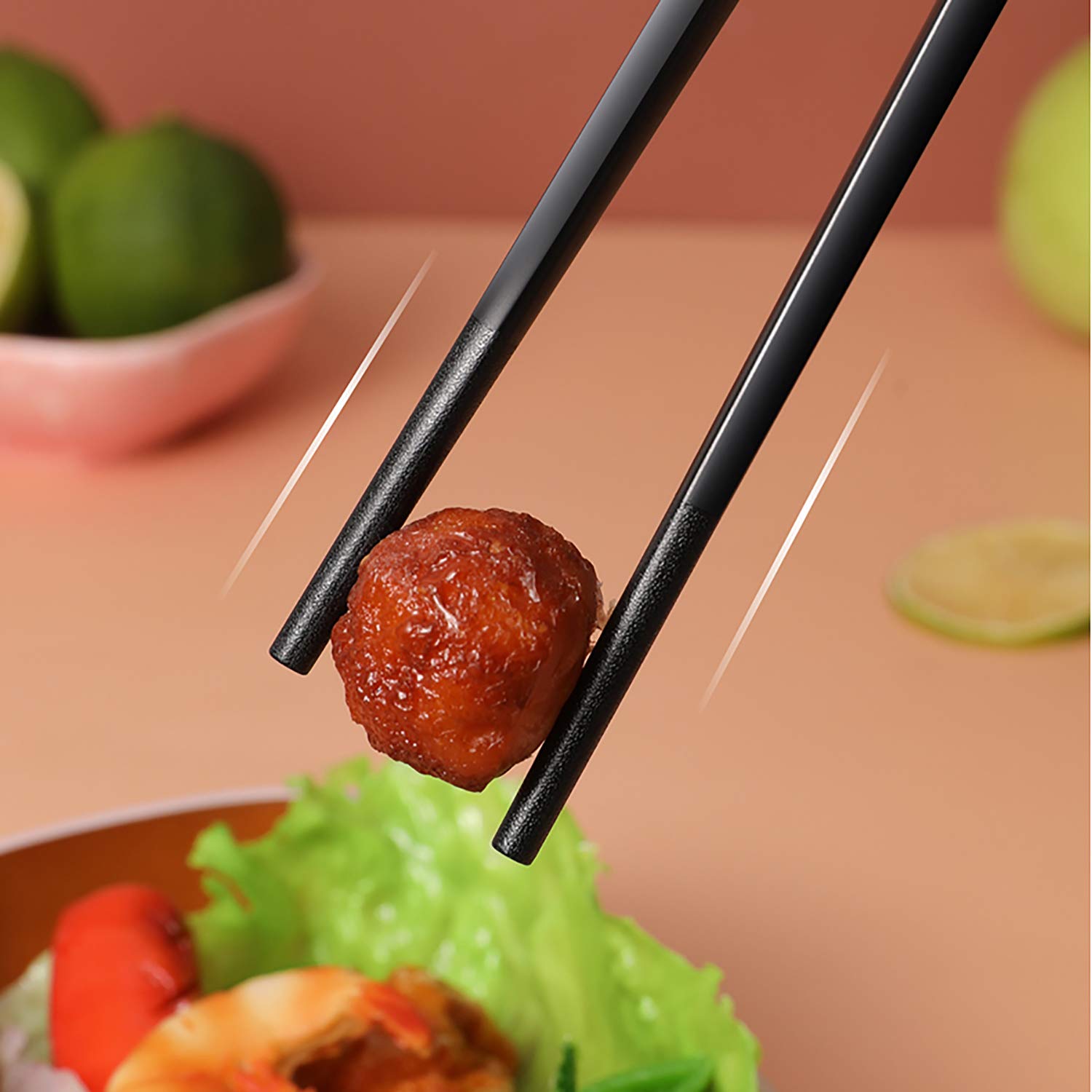 10 Paar mehrfarbige Essstäbchen-Set aus Fiberglaslegierung, wiederverwendbare rutschfeste quadratische japanische chinesische Essstäbchen für Sushi-Nudeln Reis hitzebeständig grün-24 cm (Farbe 24 cm