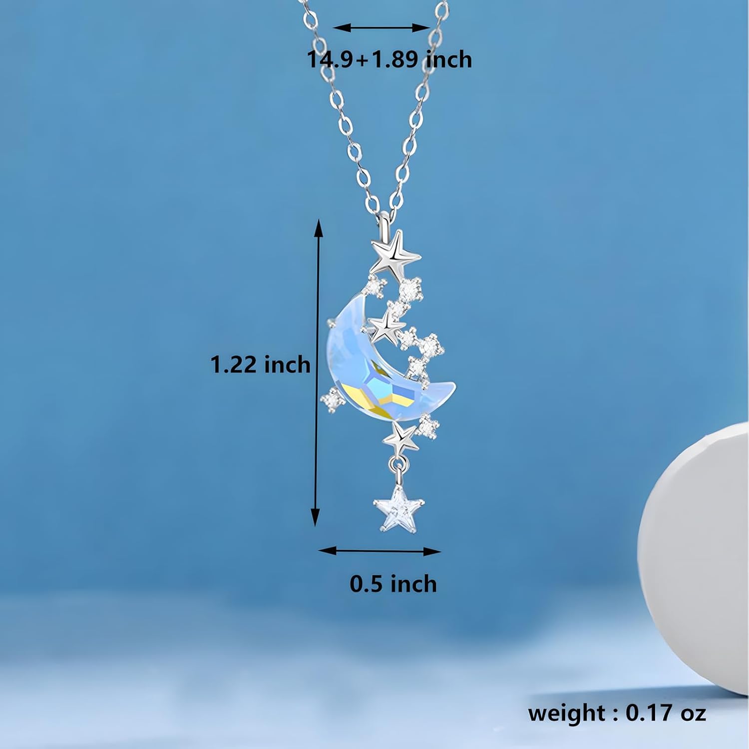 Moon Star Pendant Necklace Moonstone Moon Star Necklace Anniversary Birthday Jewelry for Women Mom Wife - Image 7