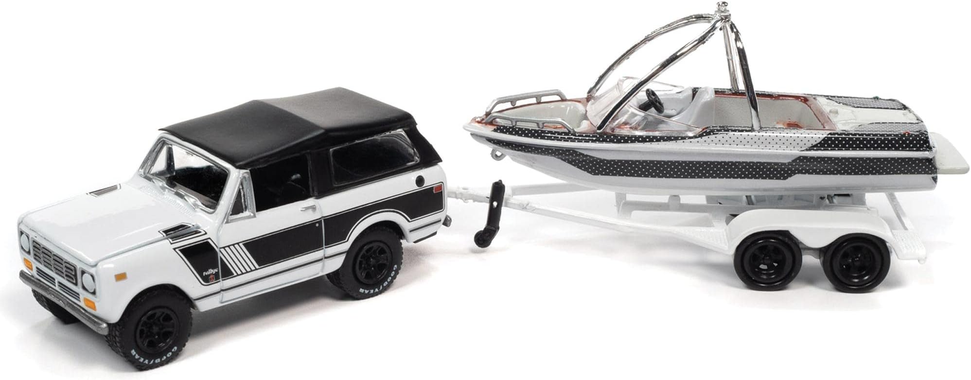 Johnny Lightning 1979 International Scout II w/Malibu Boat and Trailer, (JLSP205B)