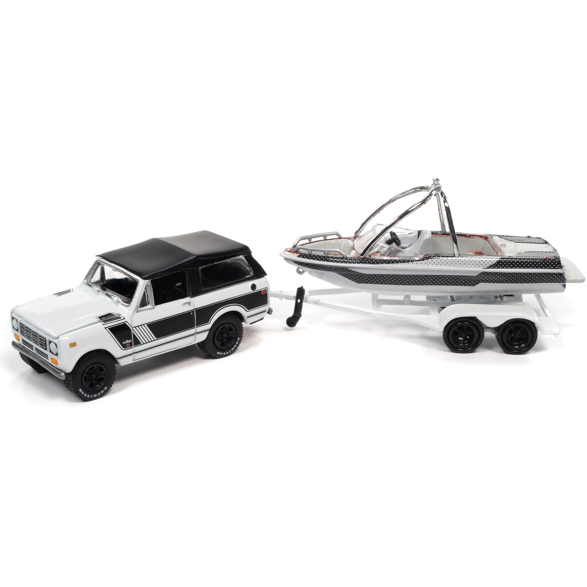 Johnny Lightning 1979 International Scout II w/Malibu Boat and Trailer, (JLSP205B)