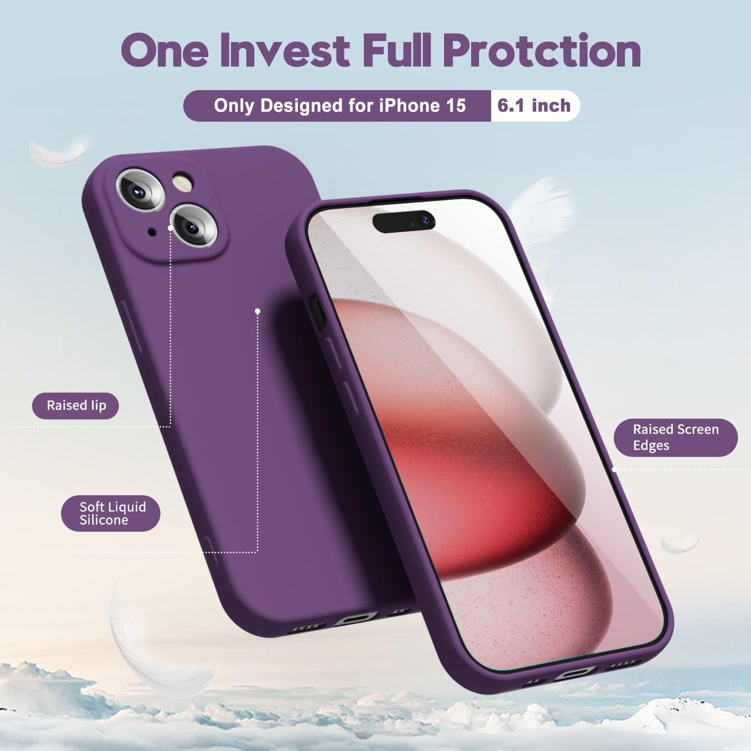 oakxco for iPhone 16 Pro Max Case Liquid Silicone, Soft Rubber Gel Elegant Aesthetic Basic Simple Cover, Cute Thin Slim TPU Matte Solid Color Plain Smooth Case for Women Girl, Light Pink — view 1785