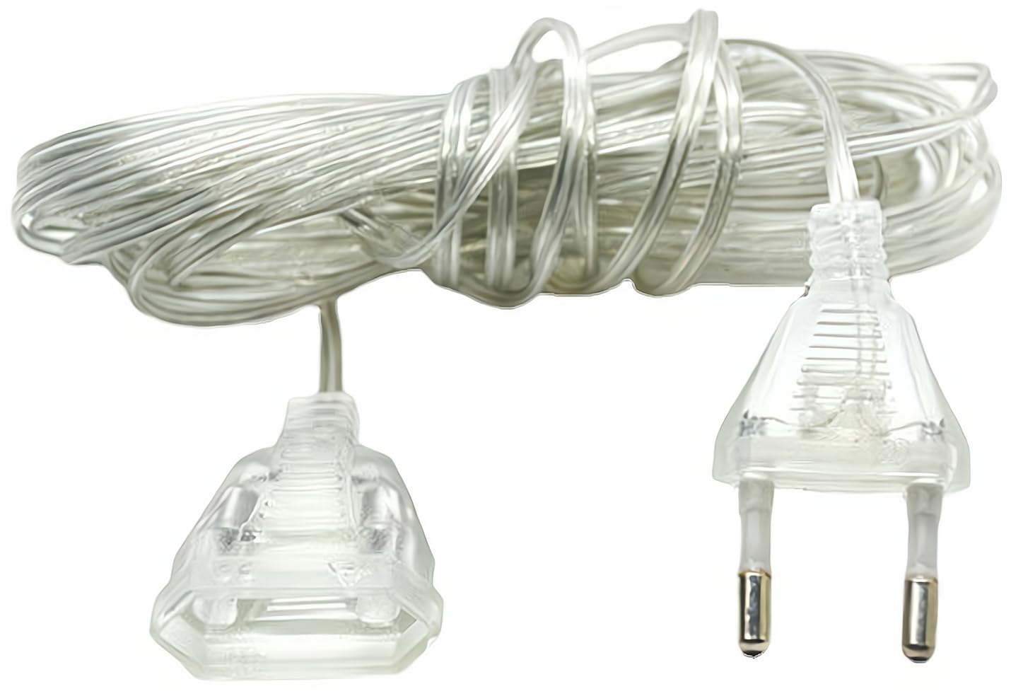Beauenty 3M 5M EU Power Extension Cable Plug Transparent Standard Power Extension Cord For Home Holiday Led String Light Christmas Lights (5M)