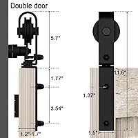 Vista 7 de Kit de herrajes para puerta corrediza de granero plegable de 52 pulgadas/4.3 pies para 4 puertas, herrajes para puerta de granero biplegables, ancho