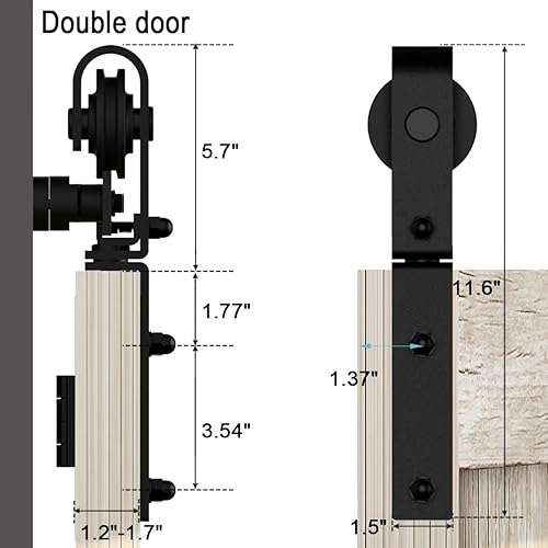 Miniatura 7 de Kit de herrajes para puerta corrediza de granero plegable de 52 pulgadas4.3 pies para 4 puertas, herrajes para puerta de granero biplegables, ancho