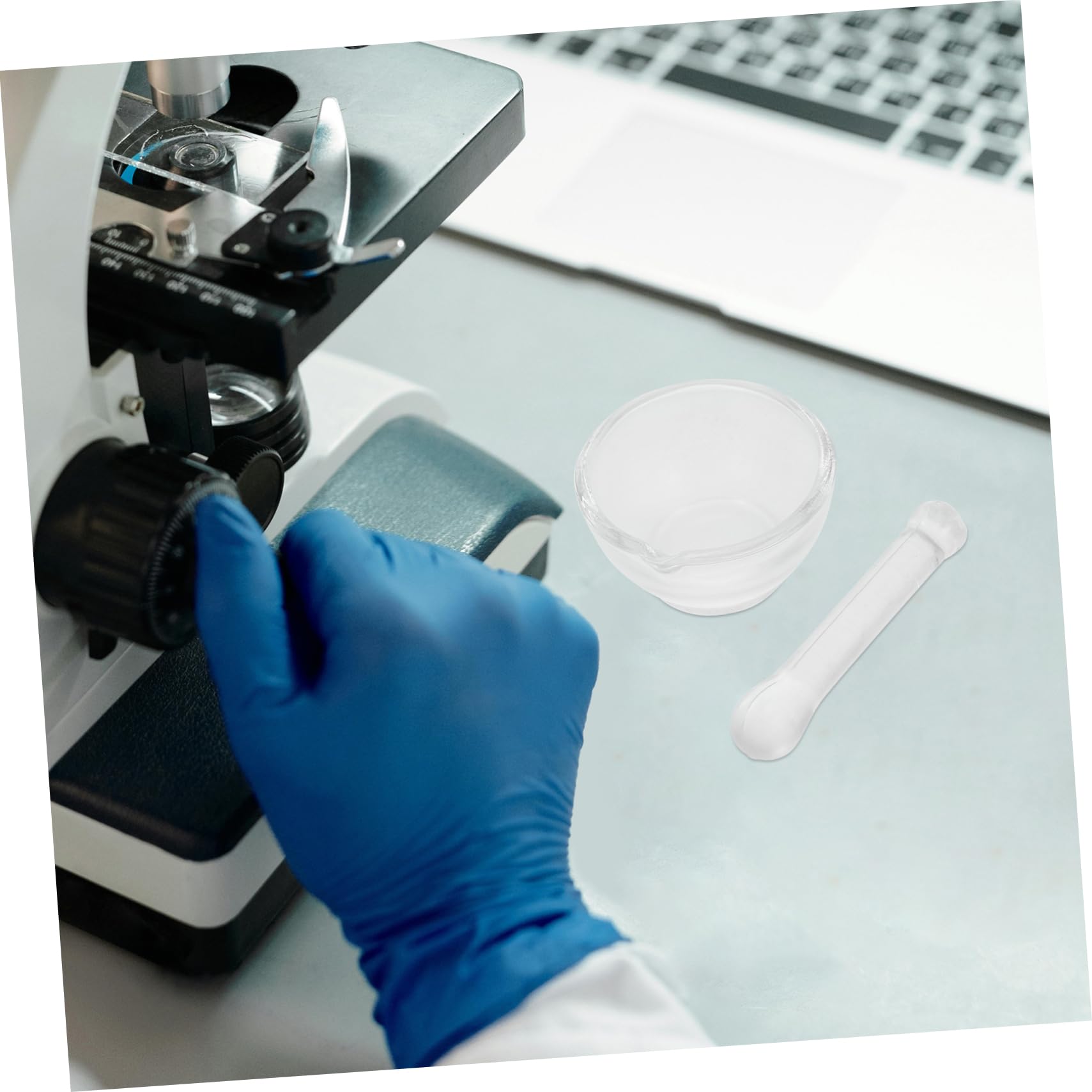 Mortero de Vidrio para Laboratorio con Cuenco y Moler Especias Cocina Profesional