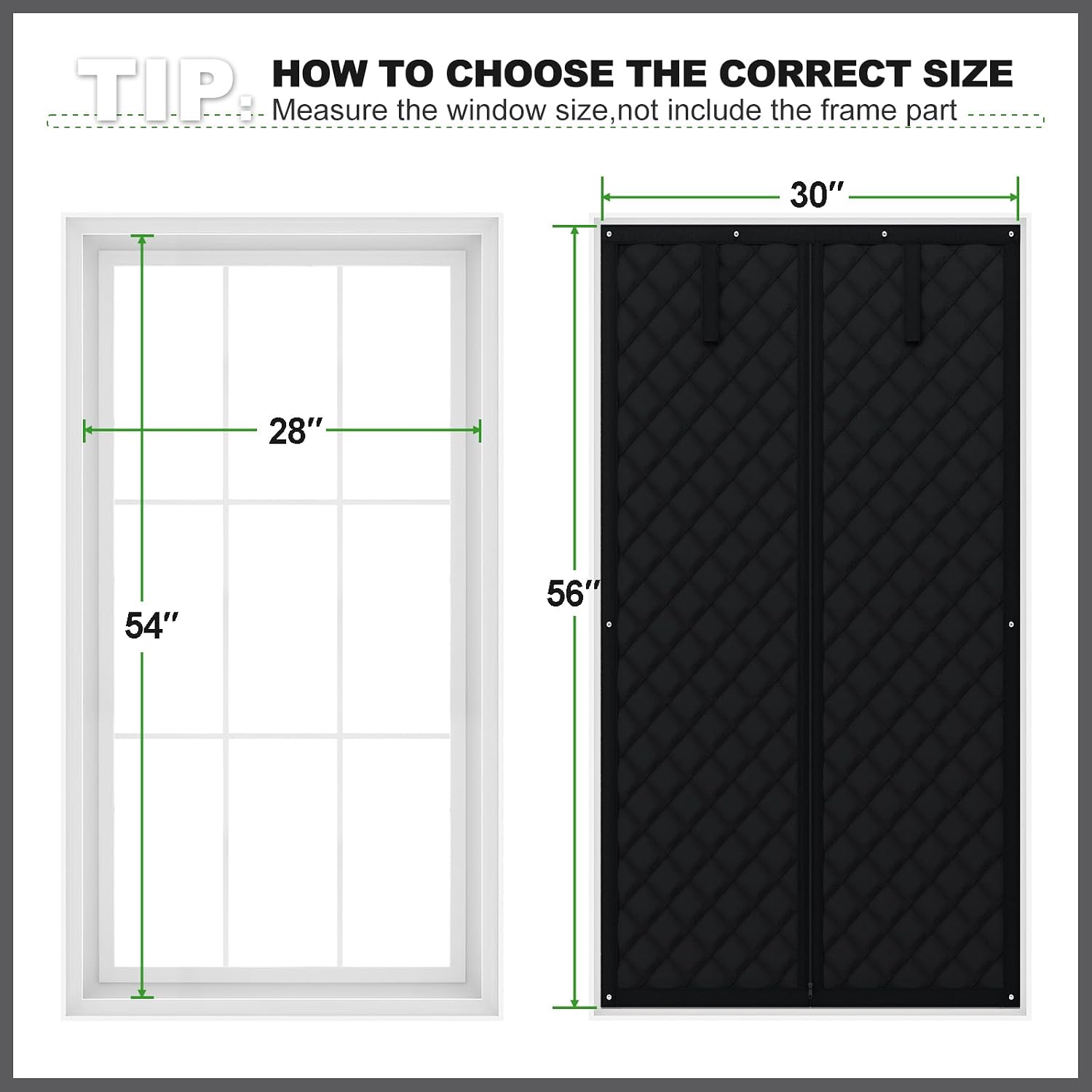 Thermal Window Cover, 30" X 56" Window Insulation for Winter, Oxford Cloth Cotton Layer Window Cover with Zipper to Keep Heat, Window Insulation Kit for Save Energy