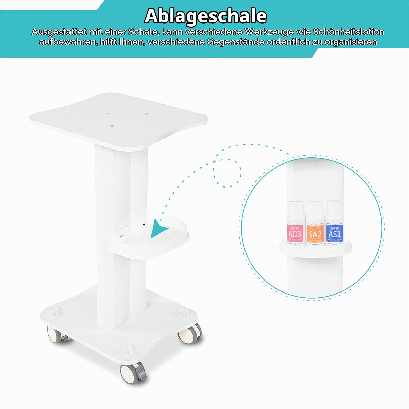 Kosmetikwagen Salonwagen, Arbeitswagen mit Ablagefach Tragbar Gerätewagen Friseur Rollwagen Beauty Salon Trolley mit Rädern Medizinischer Wagen, für Schönheitsinstrument SPA