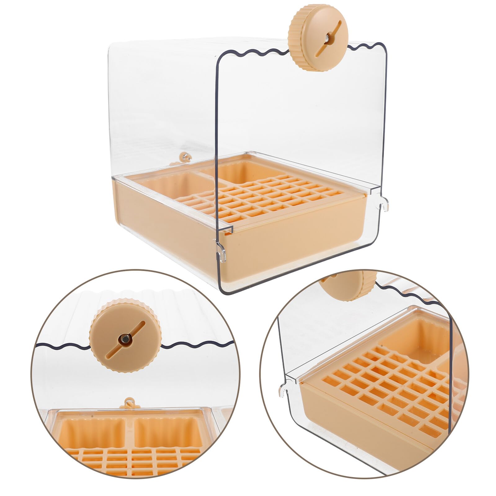 FRCOLOR Ciotola per Bagno per Uccelli in Plastica Antispruzzo Mangiatoia Integrata, Vasca da Bagno Sospesa per Parrocchetti, Calopsitte e Piccoli Pappagalli, Accessorio Versatile