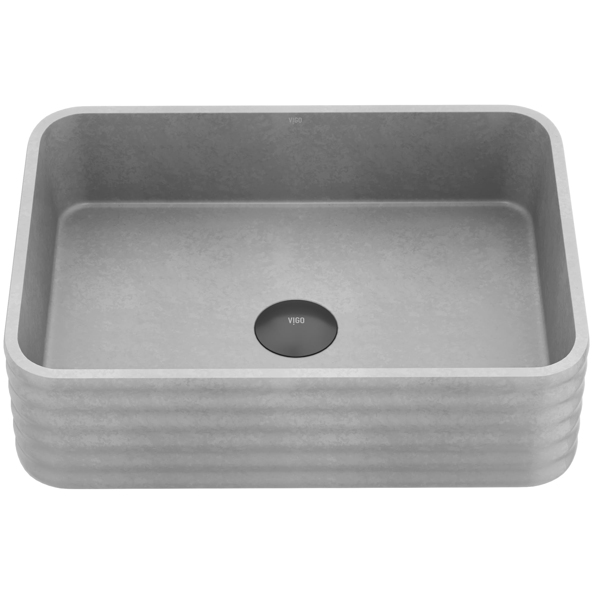 VIGO Cadman 18"L x 13"W x 5"H Over the Counter Concrete Rectangular Vessel Bathroom Sink in Gray -VG04076