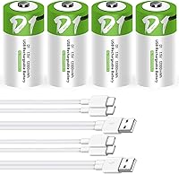 Vista 9 de Paquete de 4 pilas AA, pilas AA recargables, 2600 mwh con cable de carga USB tipo C 4 en 1, baterías de litio doble A, batería AA de 1.5 V, potencia