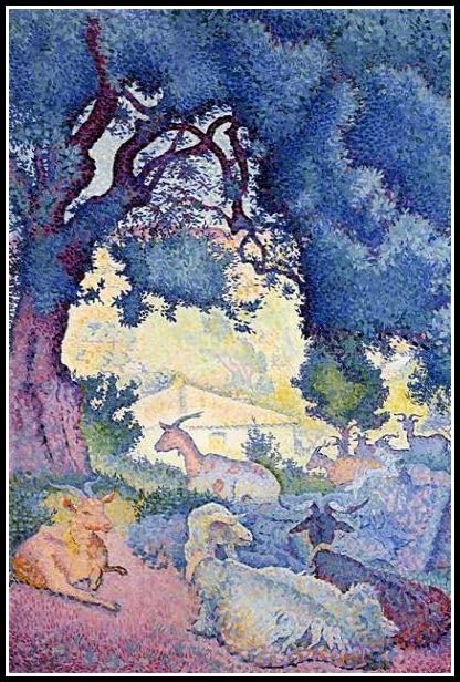 Amazon | アンリ・エドモンド・クロスの絵画 ヤギのいる風景 ﹣フル 