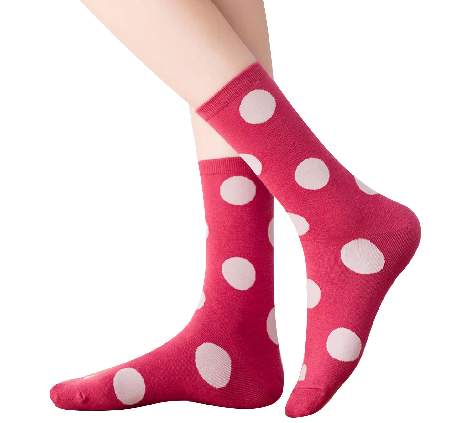 Calcetines de algodón con volantes para mujer, diseño de lunares, por encima del tobillo, para niñas grandes, 5/6 pares