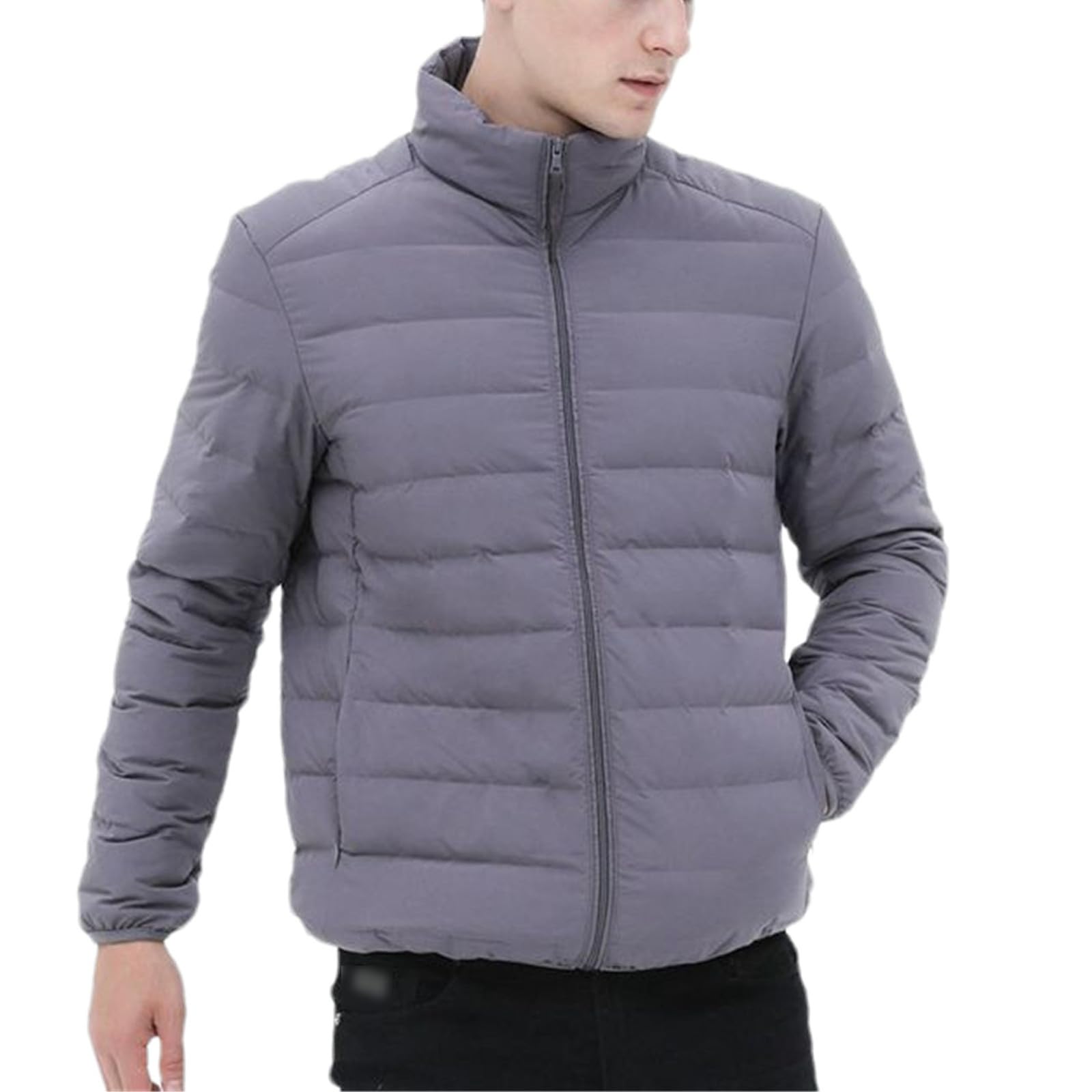 Chaqueta de plumón Ultraligera de Tela Mate para Hombre, Chaqueta de plumón de Invierno, Cortavientos, Chaqueta de Plumas, Abrigo Ligero y cálido