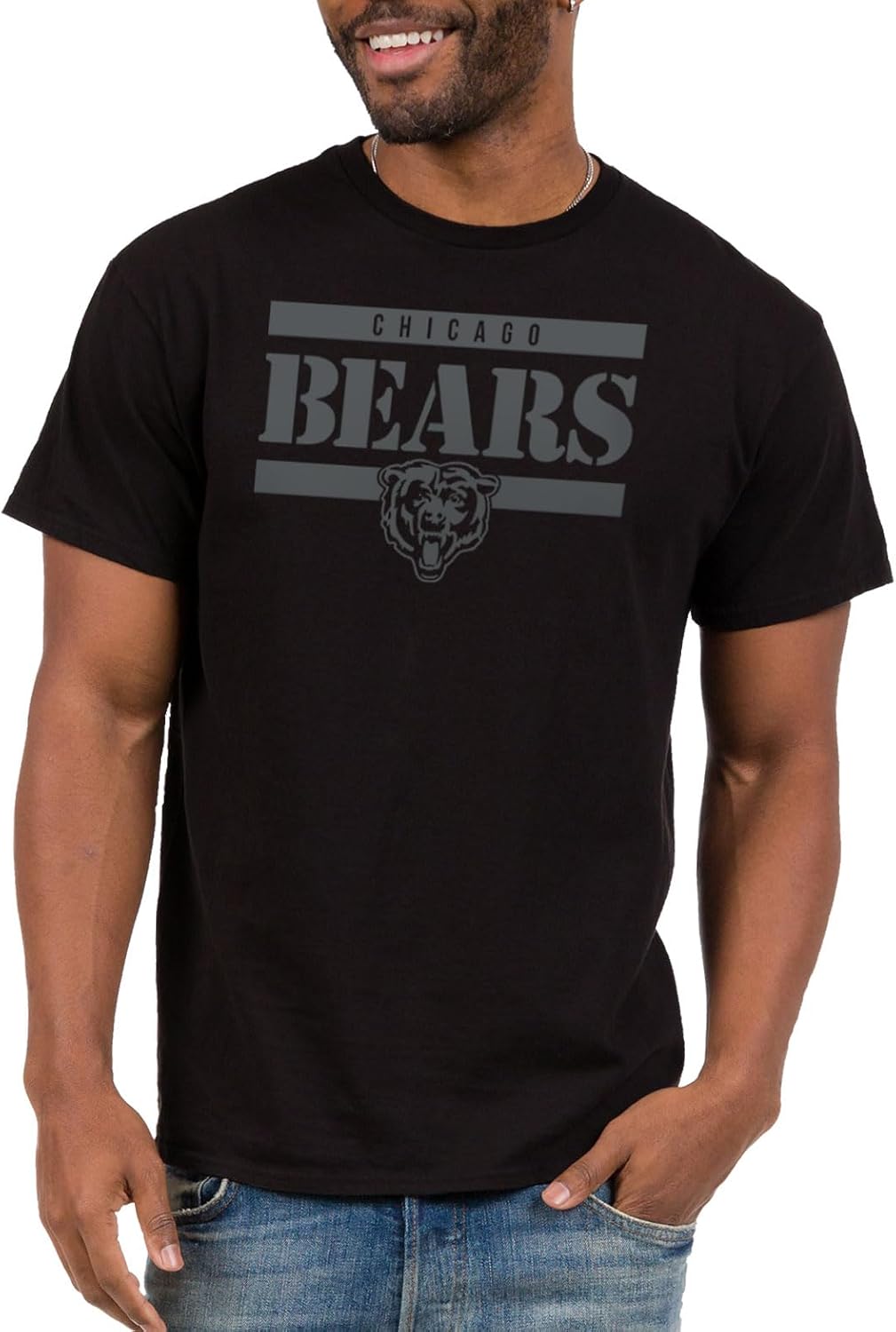 Junk Food NFL Mens X NFL - Team Stencil Block - Officially Licensed Adult Short Sleeve Fan T-Shirt for Men & Women