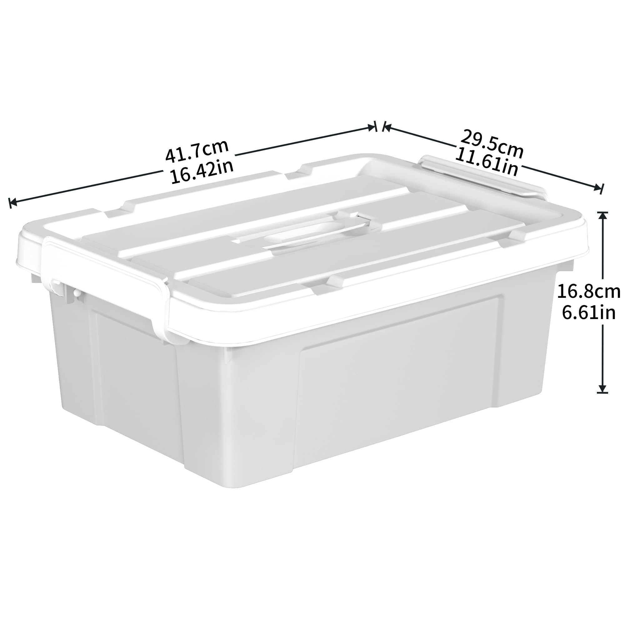 Cetomo 15L*3 Aufbewahrungsboxen, Tragbare Plastikboxen mit Deckeln, Organizer-Behälter mit Griff und Clips, Stapelbar, Ineinander Nestbar, für Zuhause und Büro, Grau, 15L-3er Pack
