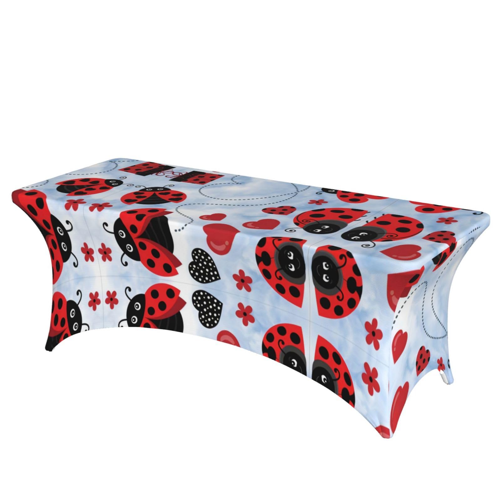 Nappe coccinelle anti-glisse avec housses de coins pour table de 1,8m