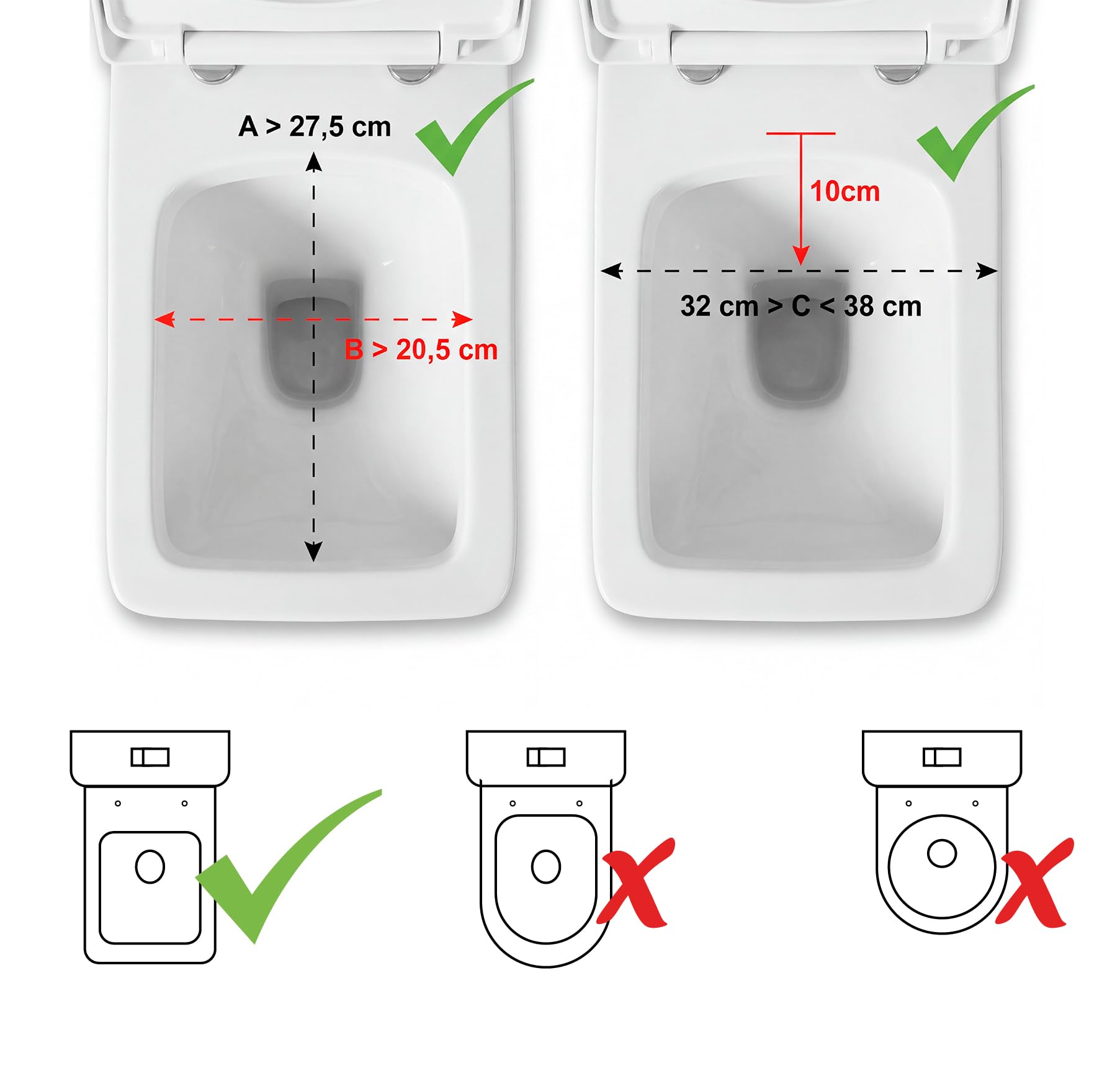 PEPE Mobility Rialzo WC per Anziani Quadrato con Coperchio (10 cm), Alzawater per Protesi Anca, Quadrata, Disabili, Bianco, Brevettato