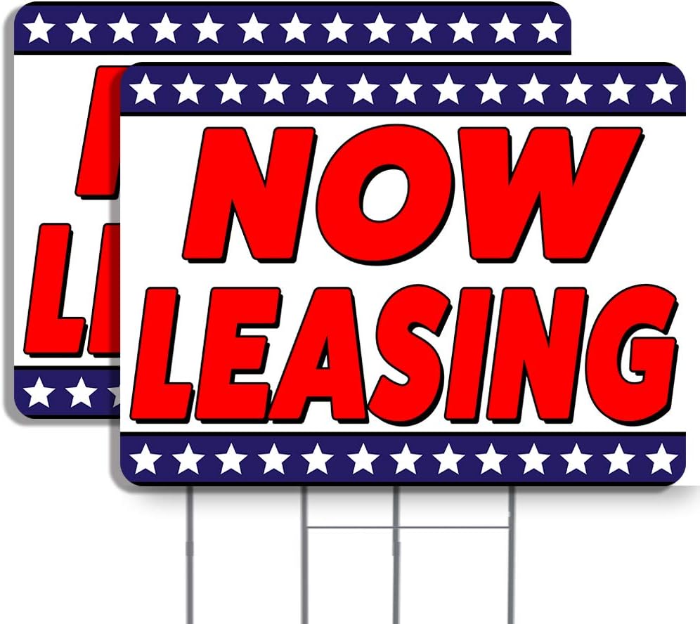 Amazon.com: Vista Products NOW LEASING 2 Pack Double-Sided Yard Signs ...