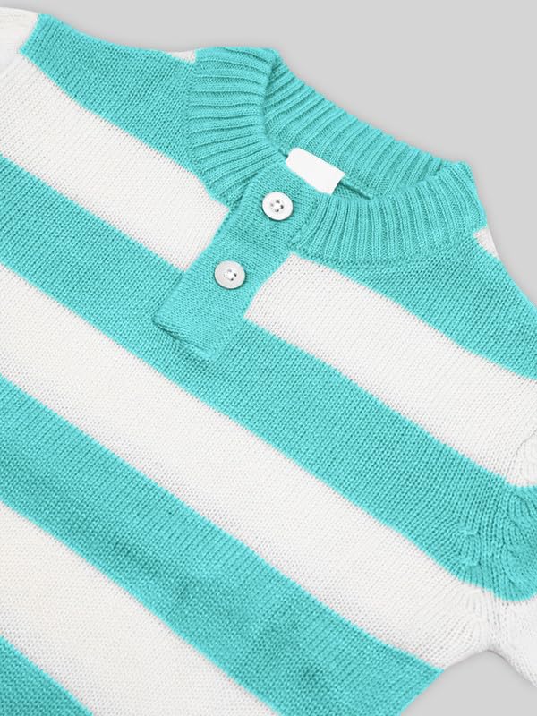 Image of CHKOKKO Boys Woolen Round Neck Sweaters Winter Sweatshirts 8-9 Years Green White