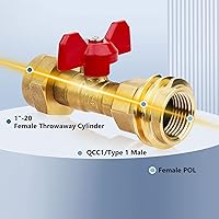 Vista 4 de Adaptador de tanque de propano de 1 libra con válvula, convertidor de adaptador de propano de 20 libras a 1 libra para cilindro desechable