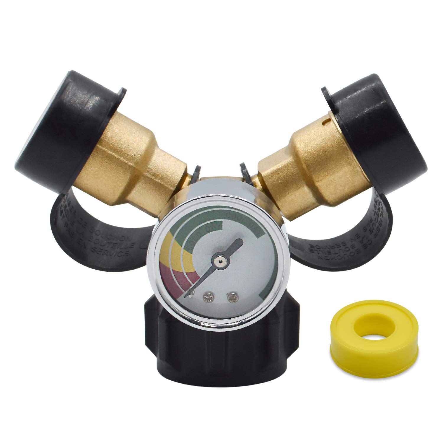 Buy BEATURE Propane Tank Y Splitter Adapter with Propane Gauge 2 Way