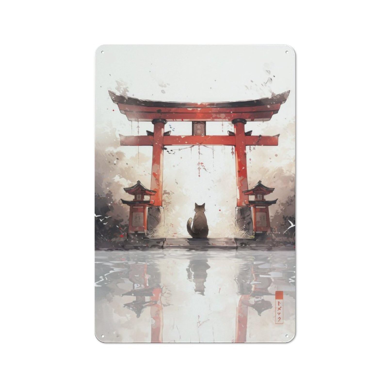 Junmoney Torii Gate Printed Metal Sign 30X20cm For Home Office Or Studio, A Christmas Gift For People Styling Home Office And Studio