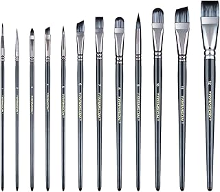 Transon Artist Paint Brush Set of 12 for Watercolor Acrylic Gouache Oil and Tempera Painting