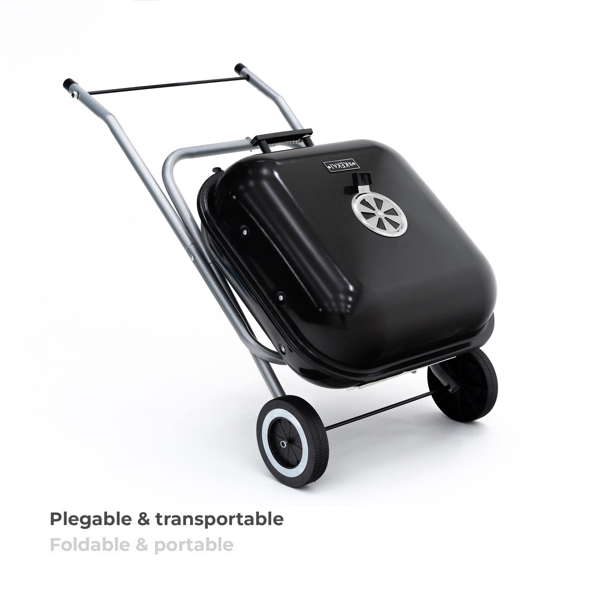 KEKAI BARBACOA DE CARBON CON RUEDAS, CUADRADA, PLEGABLE Y PORTATIL "FLATHEAD" NEGRO 50X47X79 cm Cura della persona e salute
