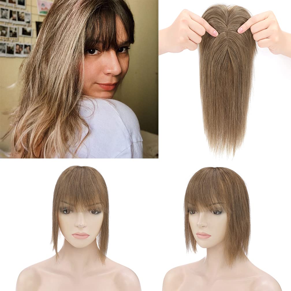 Buy Clip in Hair Toppers with Bangs Human Hair Crown Hairpieces for