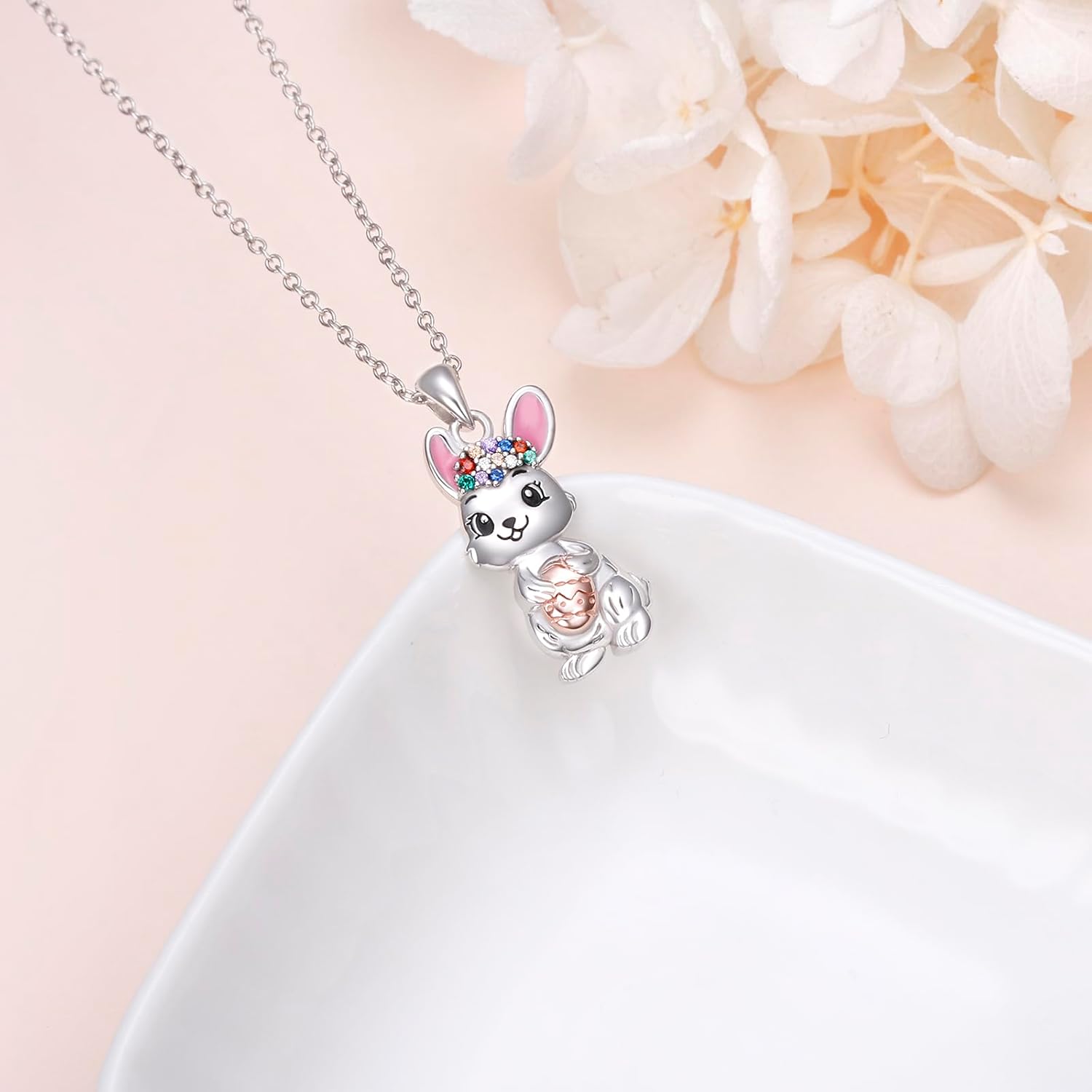 DAOCHONG Bunny Necklace 925 Sterling Silver Cute Rabbit Pendant for Mermaid Animal Jewelry Gifts for Women Daughter Easter Birthday - Image 4