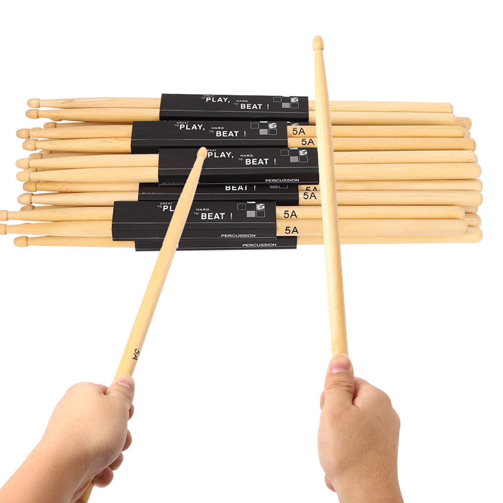 Profesional 12 Pares de Baquetas Madera de Arce Caja de Tambor Palo de Tambor Martillo de Tambor Palo de Tambor de Baquetas para Cajas y bater¡§AAS Accesorios