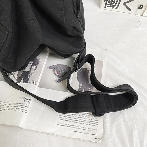 Miniatura 9 de Aktudy Bolso bandolera de lona para mujeres y hombres, bolso bandolera grande con múltiples bolsillos para parejas