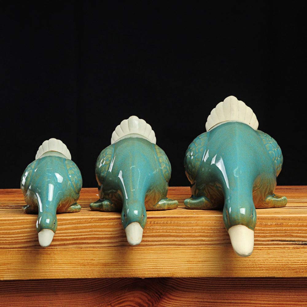 Statue canard en céramique bleu : lot de 3 figurines mignonnes pour la décoration de la maison