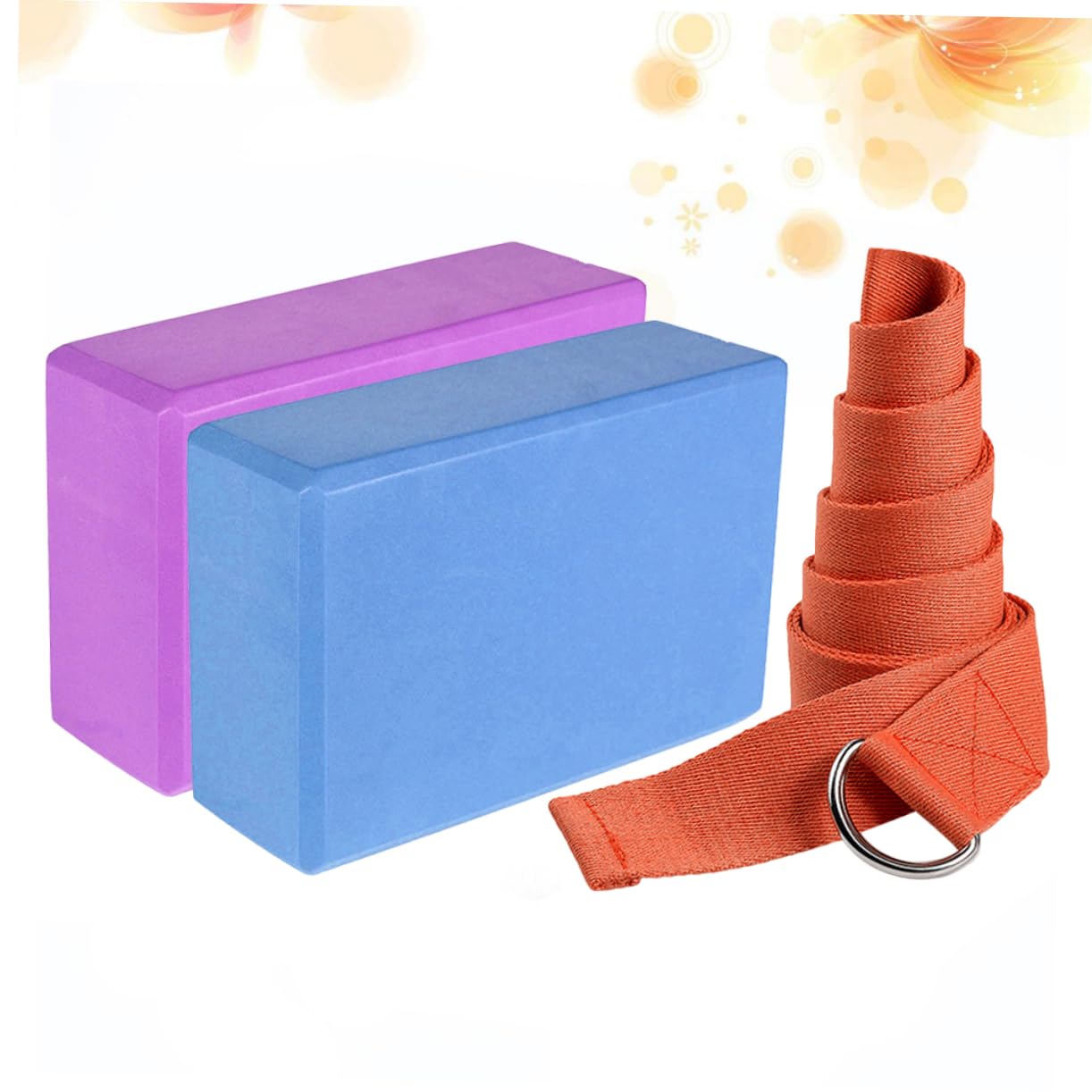 POPETPOP 1set Mattoncini Per Yoga Eva Con Cinghia Di Stretching Blocchi Antiscivolo Per Allenamento Flessibilità e Meditazione Colore Casual