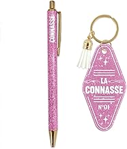 Duo paillettes porte cles motel et stylo connasse