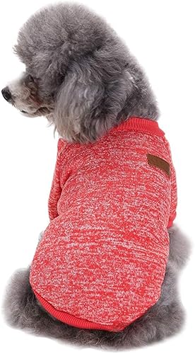 Miniatura 7 de Jecikelon - Ropa para mascotas, suéter suave, cálido y grueso, suéter de invierno para perros (talla XS, color rojo)