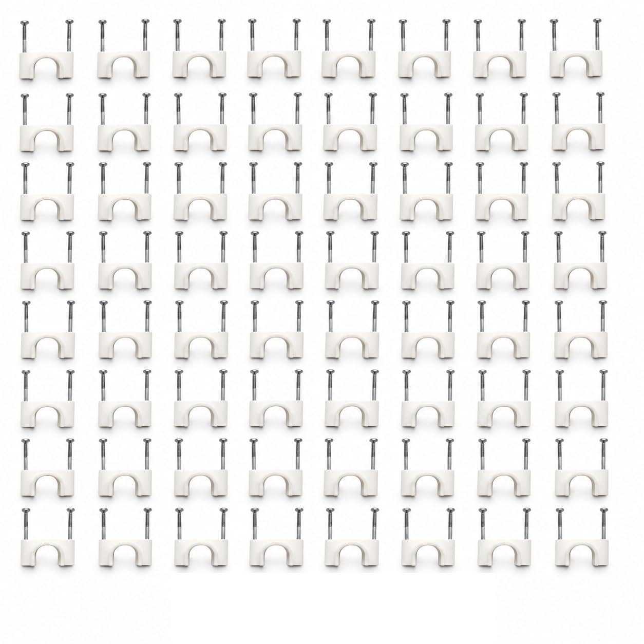 NEW WARE 15 mm Wire Fastener Cable Clips with Stainless Steel Nails | Round Cable Clamps for Cable Management Wall Fixing Electrical Wiring | Pack of 100