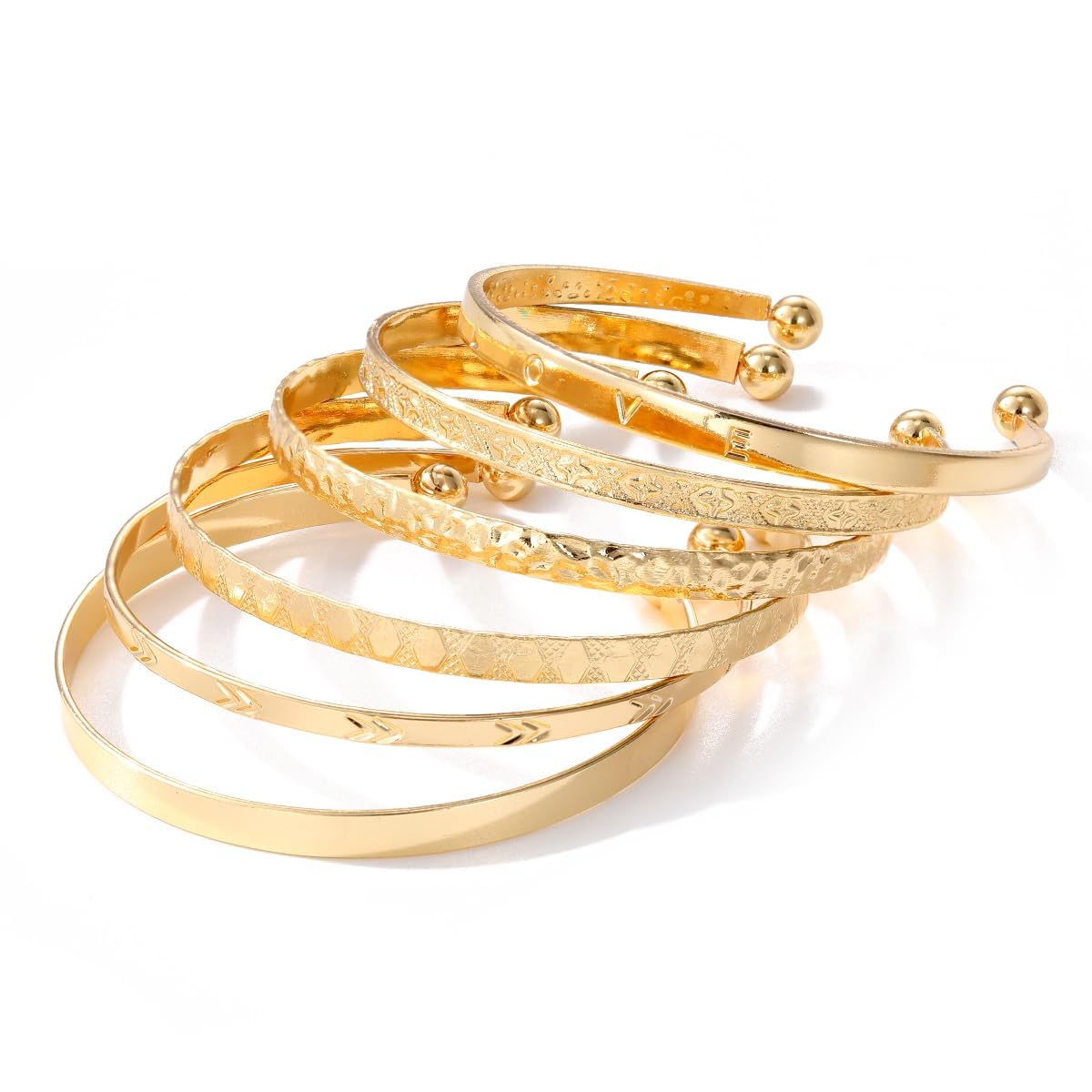 YUNHENTONG Pulsera Ajustable Oro - Set 6 Cadenas Doradas, Brazalete Ajustable para Regalo