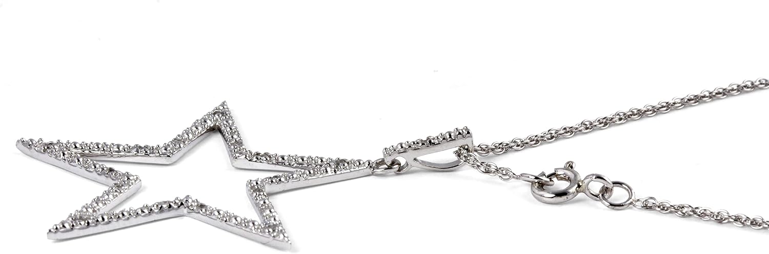 Palm Beach Jewelry PalmBeach Platinum-plated Sterling Silver Round Genuine Diamond Star Charm Pendant (1/10 cttw, I Color, I3 Clarity)