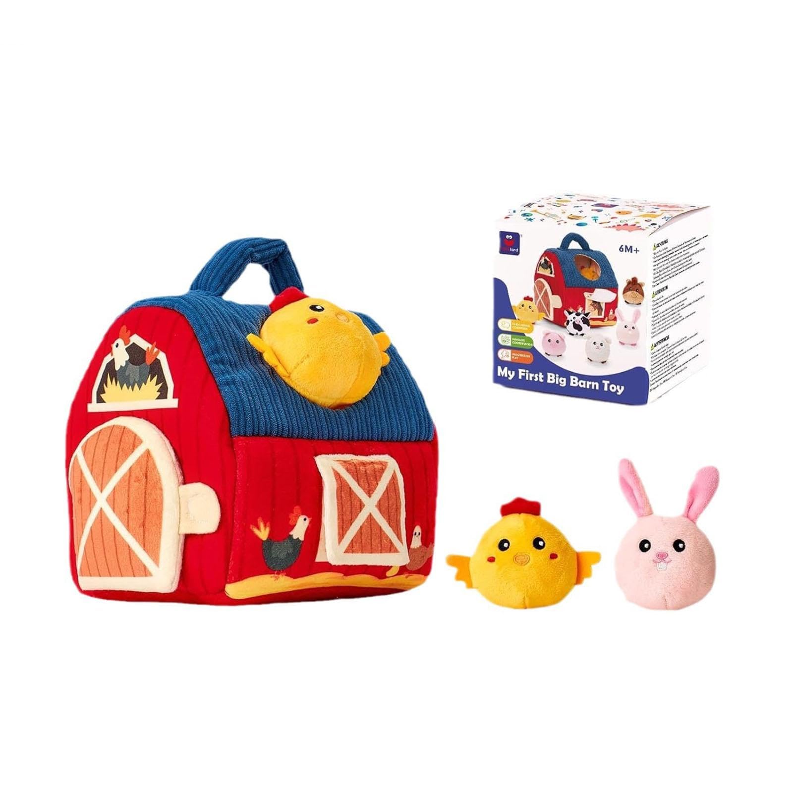 F Fityle Animales de Granja Juguetes para bebés para niños, Juguete de Granero, Juguetes de Aprendizaje Educativo Animales Rellenos para 0-6 6